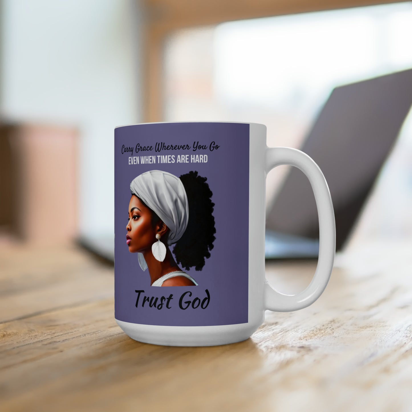 Trust God Ceramic Mug 15oz Lavender