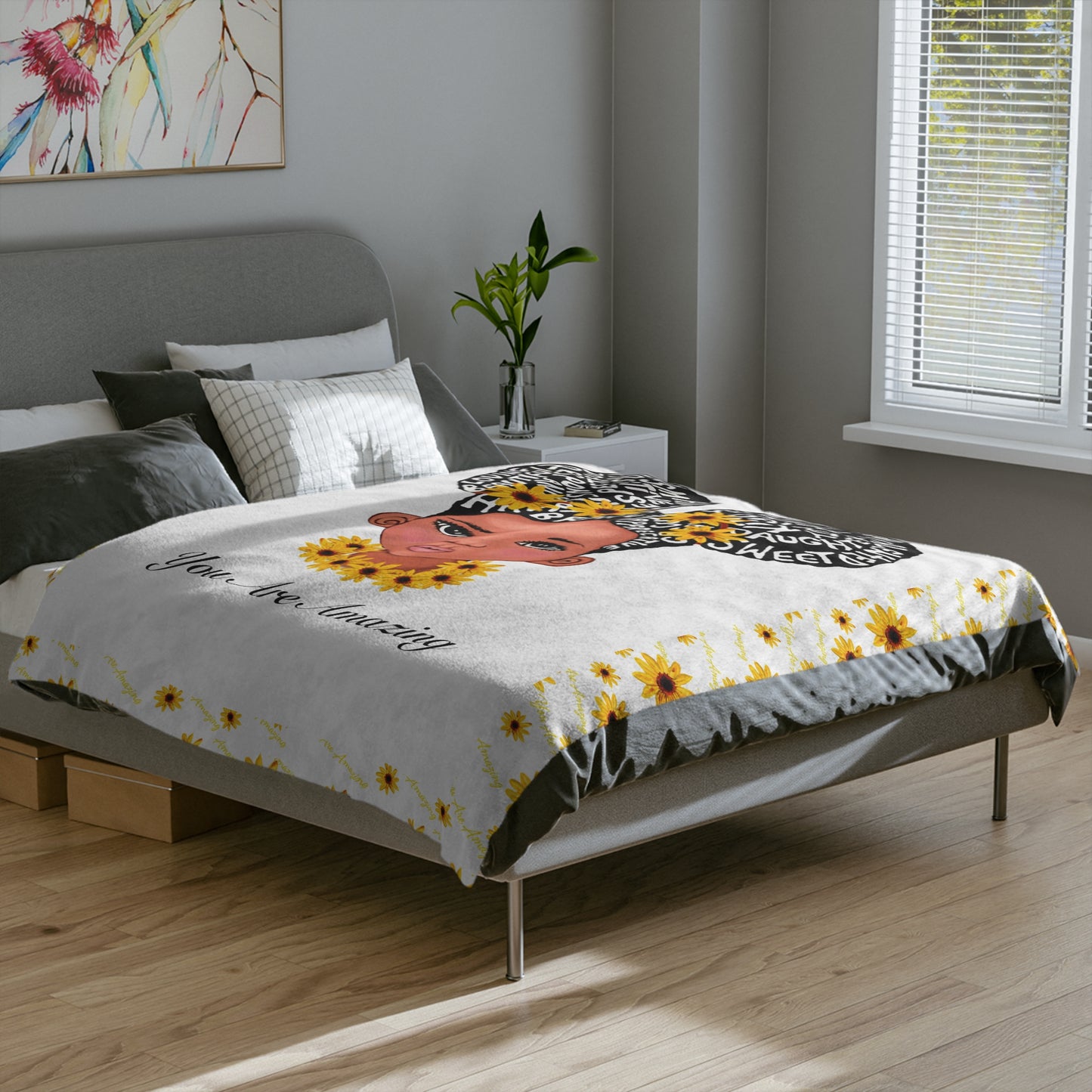 You Are Amazing Sunflower  Minky Blanket