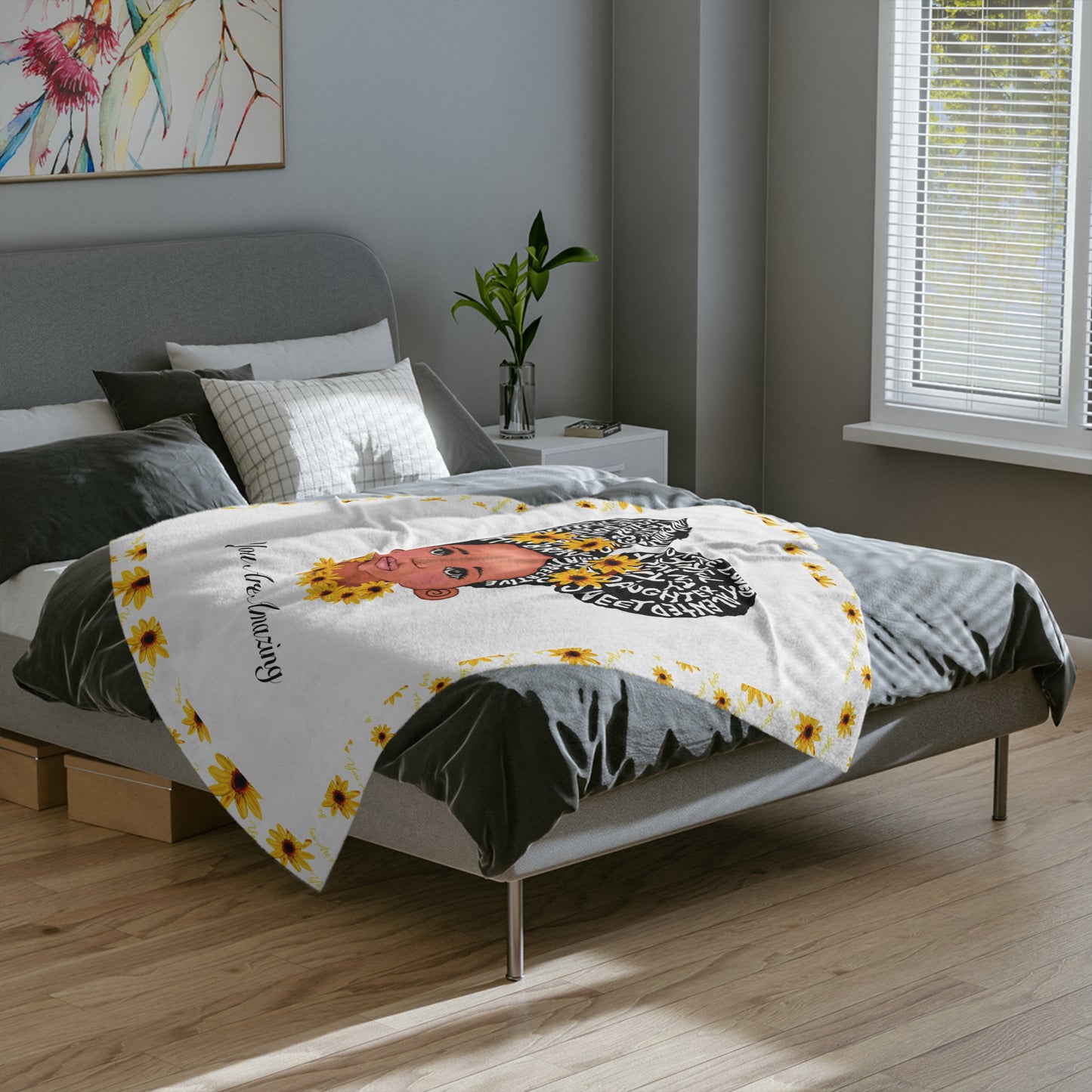 You Are Amazing Sunflower  Minky Blanket