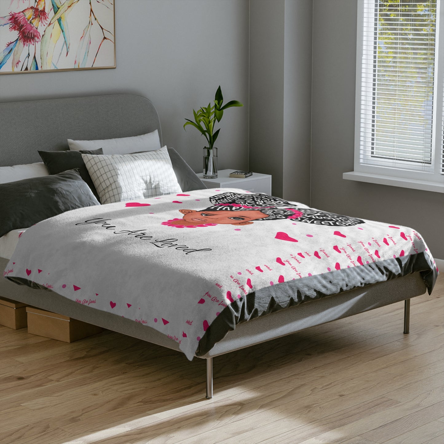 You Are Loved Customizable Heart Minky Blanket