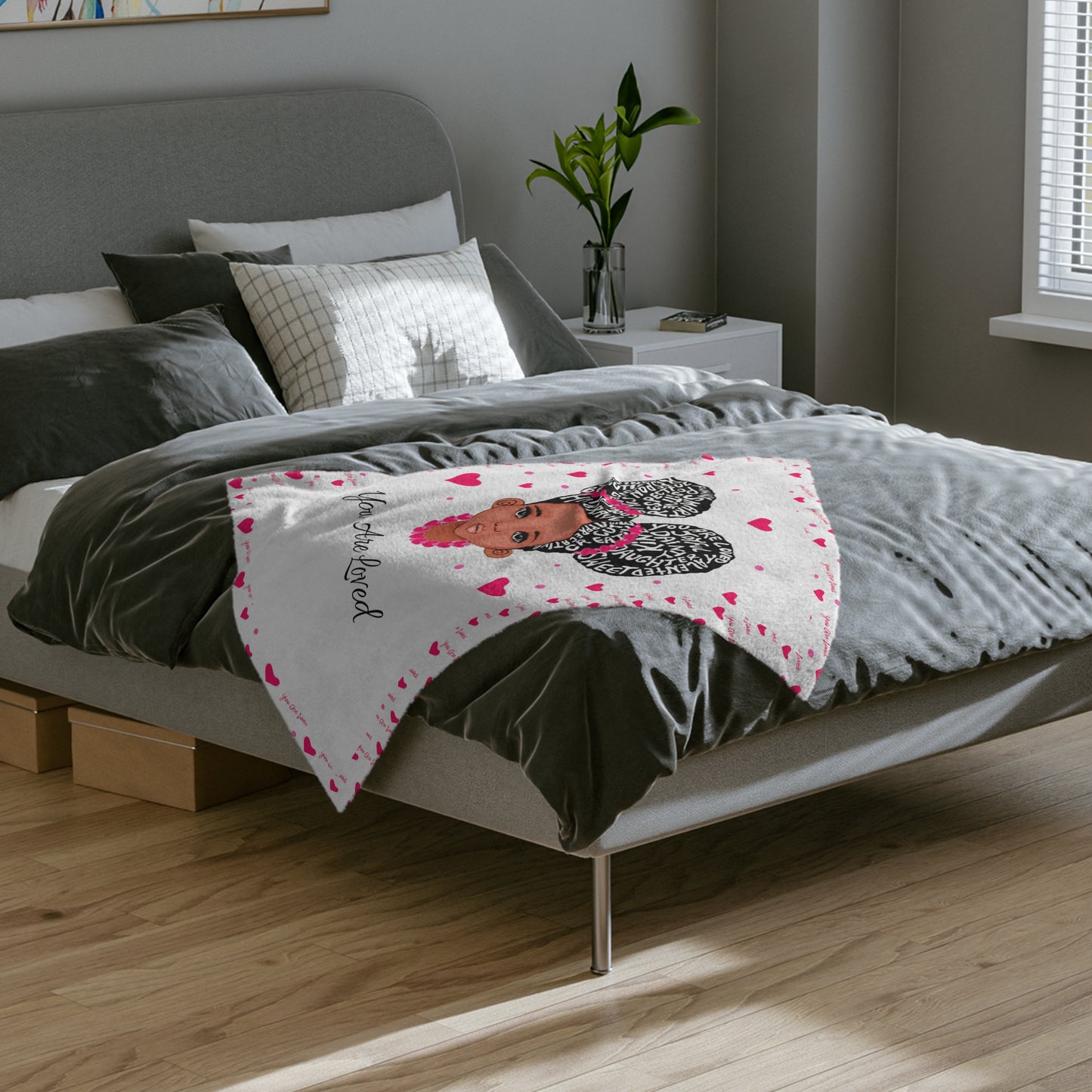 You Are Loved Customizable Heart Minky Blanket